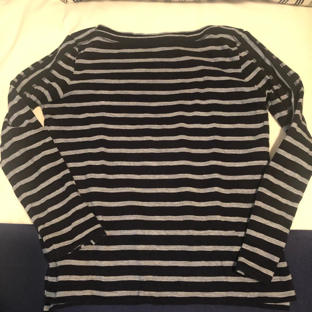 J. Crew Navy & Gray Striped Top